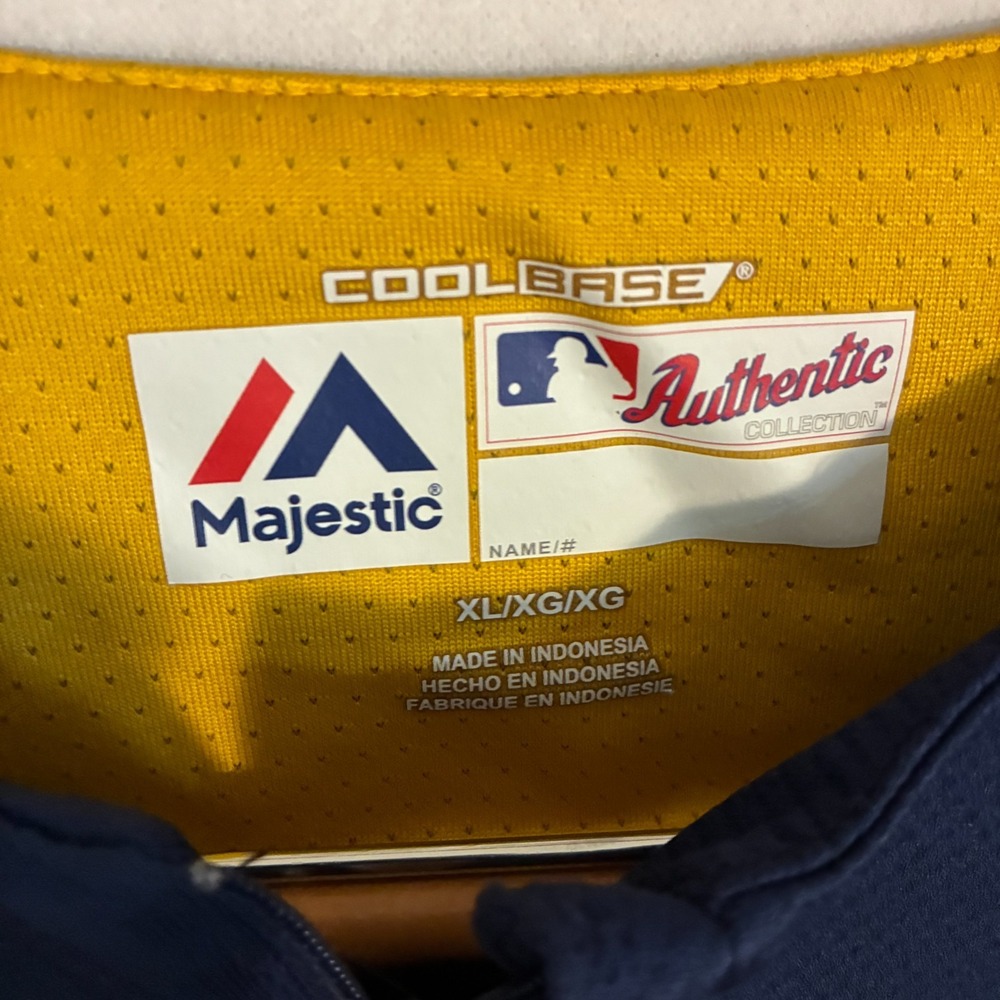 Milwaukee Brewers MLB Majestic Training Jersey Men's XL Logo Baseball Practice - Picture 4 of 9